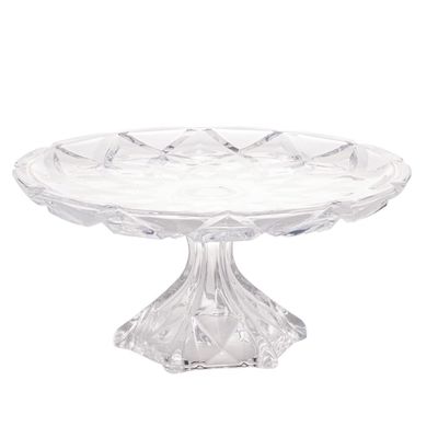 Prato Redondo Lyor Deli Diamond de Cristal para Bolo Transparente