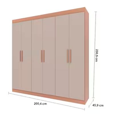 Guarda-Roupa Casal Bartira Ville com 6 Portas e 2 Gavetas mais Cama Box Conjugada Casal Umaflex New Florença Cappuccino