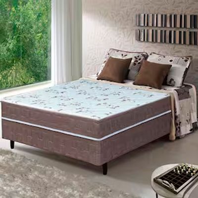 Guarda-Roupa Casal Bartira Ville com 6 Portas e 2 Gavetas mais Cama Box Conjugada Casal Umaflex New Florença Cappuccino