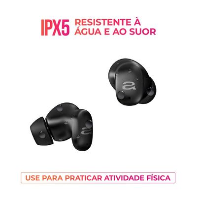 Fone de Ouvido Aiwa Earbud AWS-EB-03-B Bluetooth IPX5 ANC Modo Ambiente Preto