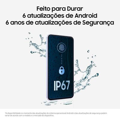 Smartphone Samsung Galaxy A36 5G 128GB, 6GB RAM, Câmera Tripla até 50MP, Tela Super AMOLED 6.7, IP67, NFC, Recursos AI e Snapdragon 6 Gen 3 Branco