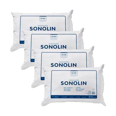 Travesseiro Sonolin Prime em Fibra Siliconada 50x70cm 4 Unidades Branco