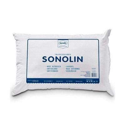 04 Travesseiros Sonolin Prime em Fibra Siliconada 180 Fios 50x70cm Branco Branco