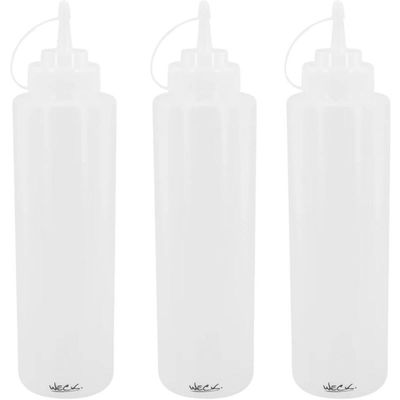 Kit 3 Bisnagas Plásticas 1L Flexíveis Weck para Molhos Caldas Maionese Transparente
