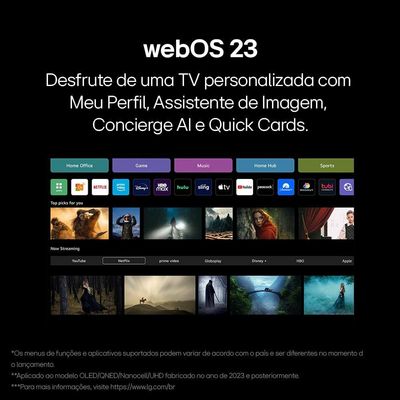 Smart TV 32 LG HD 32LR600BPSA com processador a5 Ger 6 AI, Alexa integrado, LG Channels, WebOS 23, compatível com Controle Smart Magic n/a / Bivolt
