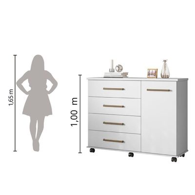 Cômoda 4 Gavetas Flora Branco Branco