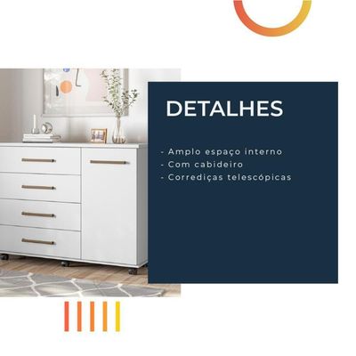 Cômoda 4 Gavetas Flora Branco Branco