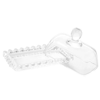 Manteigueira Wolff Pearl em Cristal com Tampa Transparente Transparente