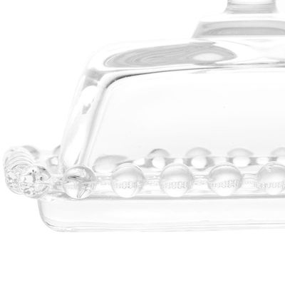 Manteigueira Wolff Pearl em Cristal com Tampa Transparente Transparente