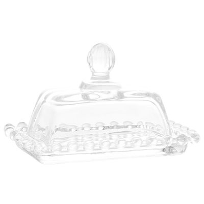 Manteigueira Wolff Pearl em Cristal com Tampa Transparente Transparente