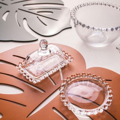 Manteigueira Wolff Pearl em Cristal com Tampa Transparente Transparente