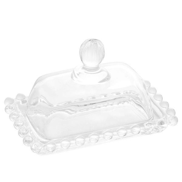 Manteigueira Wolff Pearl em Cristal com Tampa Transparente Transparente