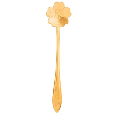 Conjunto de Colheres para Chá Wolff Flores em Aço Inox Dourado 4 Peças Dourado