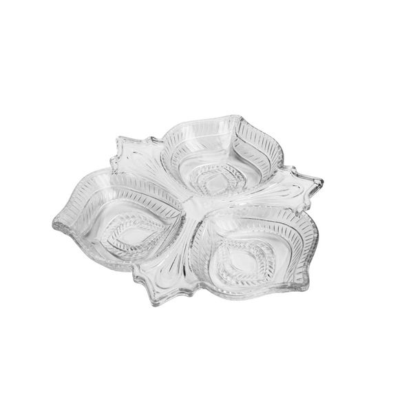 Petisqueira de Cristal Lyor Vintage com 3 Divisórias Transparente