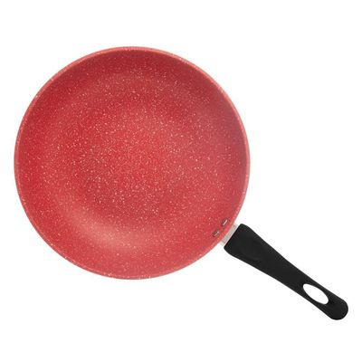 Frigideira Wok de Indução Lyor em Alumí­nio com Revestimento Cerâmico Granilite Vermelha 28cm Vermelho