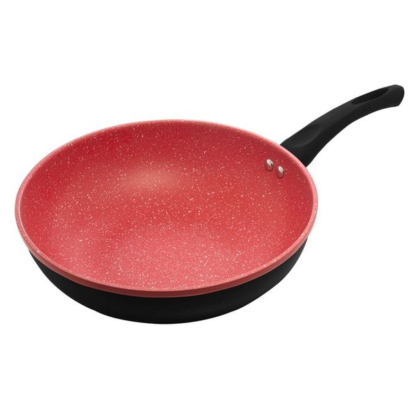 Frigideira Wok de Indução Lyor em Alumí­nio com Revestimento Cerâmico Granilite Vermelha 28cm Vermelho