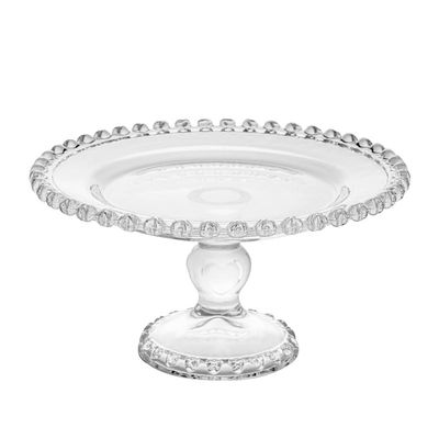 Prato Redondo Lyor Coração de Cristal com Pé Transparente