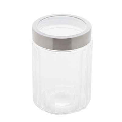 Porta Mantimento de Vidro Lyor Sydney com Tampa de Aço Inox e Acrílico - 1,2 litros Transparente