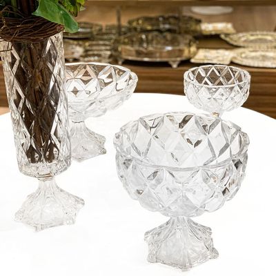 Centro de Mesa Lyor em Cristal Deli Diamond - 32,5 x 19,5cm Cristal