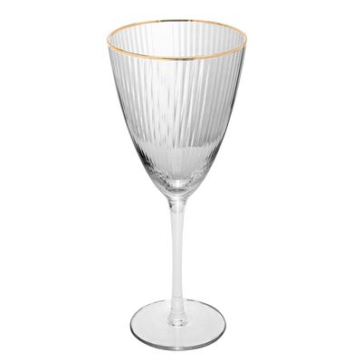 Conjunto de Taças para Vinho Wolff com Borda Dourada Lines 400 ml em Vidro  2 Peças Transparente