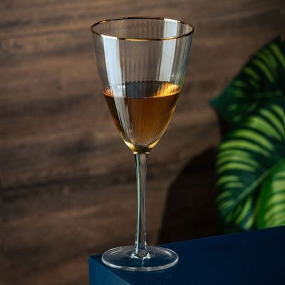 Conjunto de Taças para Vinho Wolff com Borda Dourada Lines 400 ml em Vidro  2 Peças Transparente