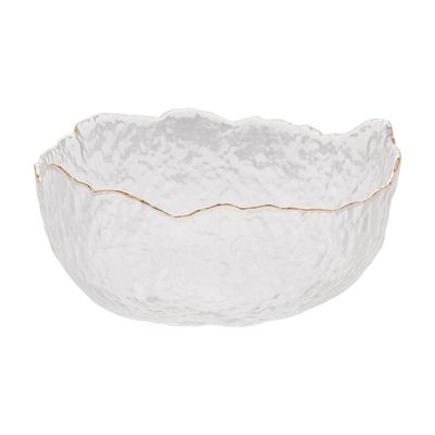 Bowl de Cristal Martelado com Borda Dourada Taj Transparente - Wolff Transparente