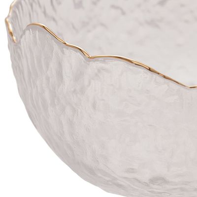 Bowl de Cristal Martelado com Borda Dourada Taj Transparente - Wolff Transparente