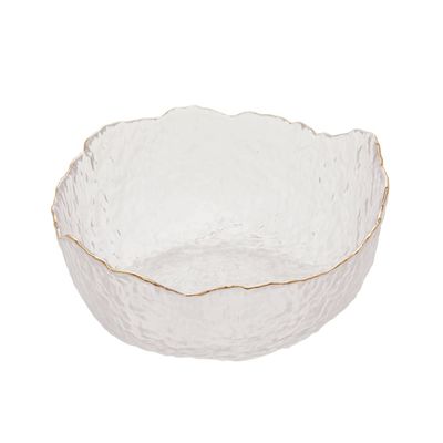 Bowl de Cristal Martelado com Borda Dourada Taj Transparente - Wolff Transparente