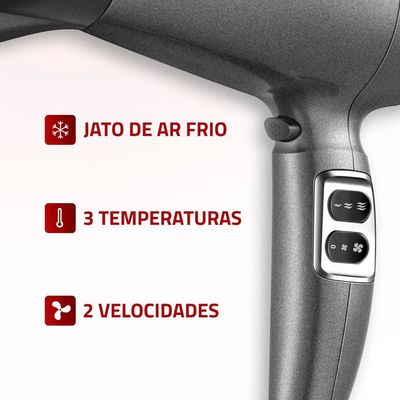 Secador de Cabelos Mondial Space Shine SC-20 2000W Cinza / 110V