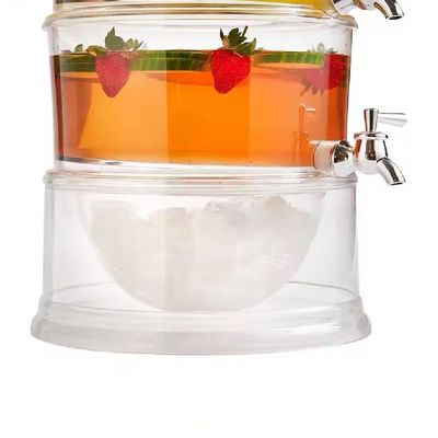 Suqueira Tripla Dispenser 3 Em 1 Grande 10,5 Litros Acrilica Multiuso Empilhavel Independente Kit Refresqueira Suco Agua