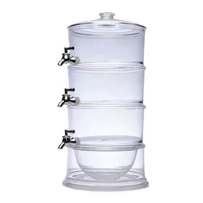 Suqueira Tripla Dispenser 3 Em 1 Grande 10,5 Litros Acrilica Multiuso Empilhavel Independente Kit Refresqueira Suco Agua