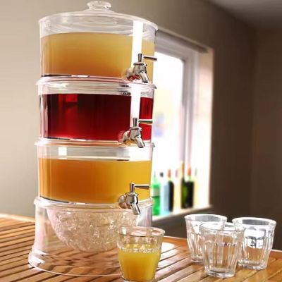 Suqueira Tripla Dispenser 3 Em 1 Grande 10,5 Litros Acrilica Multiuso Empilhavel Independente Kit Refresqueira Suco Agua