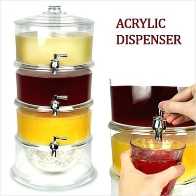 Suqueira Tripla Dispenser 3 Em 1 Grande 10,5 Litros Acrilica Multiuso Empilhavel Independente Kit Refresqueira Suco Agua