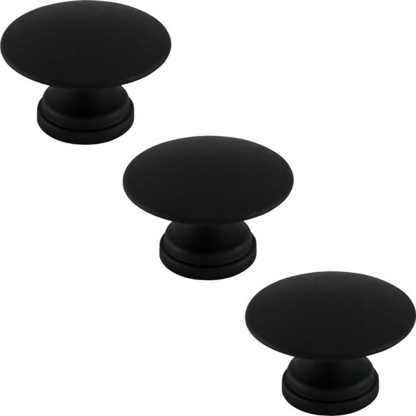 Conjunto de 3 Puxadores 200 Tucson Ponto Preto Fosco Para Móveis Armários e Gavetas