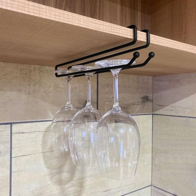 Suporte Porta Taças de Encaixe 26cm Organizador de Taças Suspenso Preto Fosco