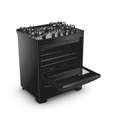 Fogão 5 Bocas Consul CFS5VBE com Mesa de Vidro e Acendimento Automático Preto / Bivolt
