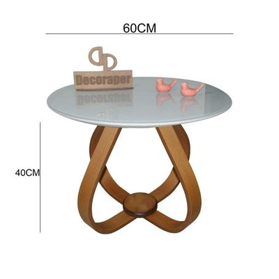 Mesa De Centro Cebola Com Vidro 60cm Off White 40cm