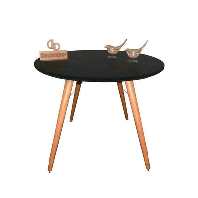 Mesa Jantar Pés Palitos Tampo Redondo Vidro Laqueado 100cm Preto