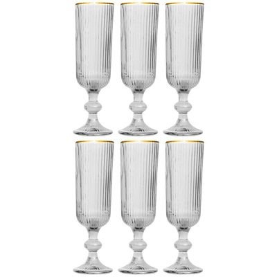 Conjunto de Taças L`Hermitage Cameratta em Vidro com Borda Dourada 160ml - 6 Peças Transparente