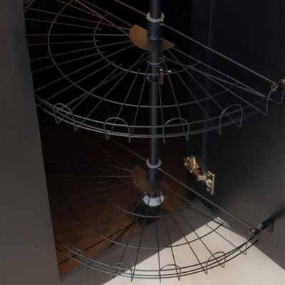 Cesto Giratório Duplo Meia Lua em 60cm para Canto Reto Preto Dimec Cozinha Casualle
