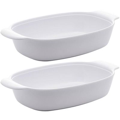 Kit 2 Travessas de Melamina Brancas 23cm Milão Lyor com Alças Laterais para Servir