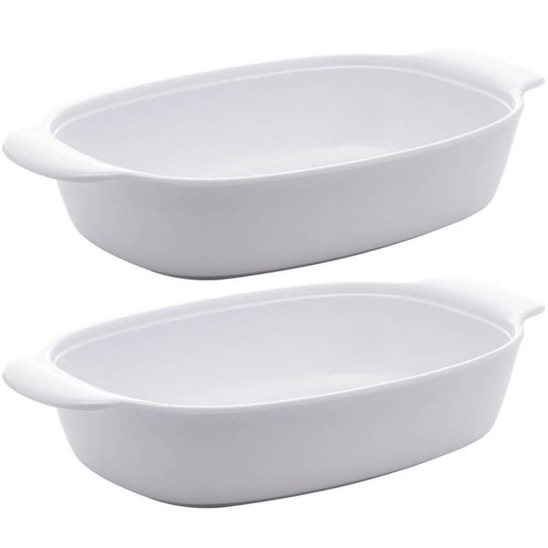 Kit 2 Travessas de Melamina Brancas 23cm Milão Lyor com Alças Laterais para Servir
