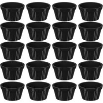 20 Ramequim Plástico 7,3cm Preto Canelado 90ml cada Molheira Pequena Uno Coza