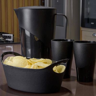 Kit 6 Cestos para Servir Porções Batata Frita Petiscos Preto Lanchonete Bar Restaurante Uz