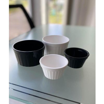 Conjunto 40 Ramequim para Restaurante Preto Canelado 90ml Potes Pequenos Uno Coza Plástico 7,3cm