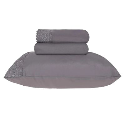 Jogo de Cama Queen Cazza Fendi Ellie em Microfibra 4 Peças Cinza