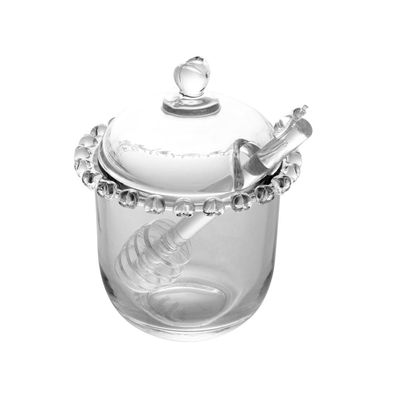 Meleira de Cristal Lyor com Pegador em Formato de Coração e Tampa Colmeia Transparente