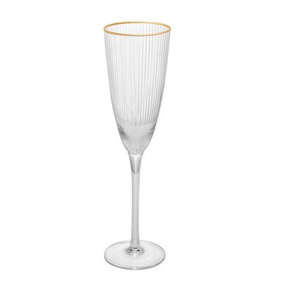 Conjunto de Taças para Champanhe Wolff com Borda Dourada Lines 300 ml em Vidro  2 Peças Transparente