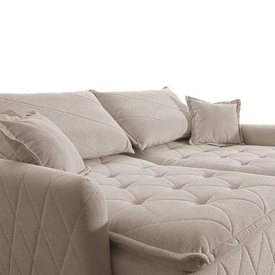 Sofá 3 lugares Cama inBox Sublime com Assento Retrátil e Encosto Reclinável em Boucle Bege Claro