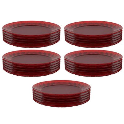 Conjunto 30 Pratos Plásticos Vermelhos Mesa Posta Eventos Bandejas Grandes Eventos Crippa